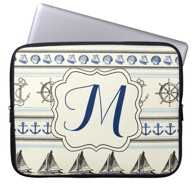 Nautische Monografie des Segelns Anchor 15" Notebo Laptopschutzhülle (Vorderseite)