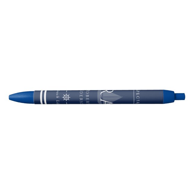 Nautische Monogram Navy Kugelschreiber (Vorderseite)