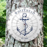 Nautische Monogramm-Anchor weiß Dartscheibe<br><div class="desc">Personalisierter nautischer Anker. Ideal für Wiedersehen,  Hochzeit oder Familiengeschenke.</div>