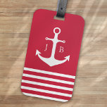 Nautische Monogramm | Ankergeländer mit rotem weiß Gepäckanhänger<br><div class="desc">Trendy Nautical Monogram Stripe mit Ankerdesign **BITTE LESEN SIE VOR BESTELLUNG** 1. Wenn Sie Änderungen vornehmen und das Design zugeschnitten ist oder nicht richtig auf dem Bildschirm aussieht, verwenden Sie bitte den Live Design Service, um Ihnen zu helfen, es zu beheben. 2. Ihre Bestellung geht direkt an die Drucker. Was...</div>