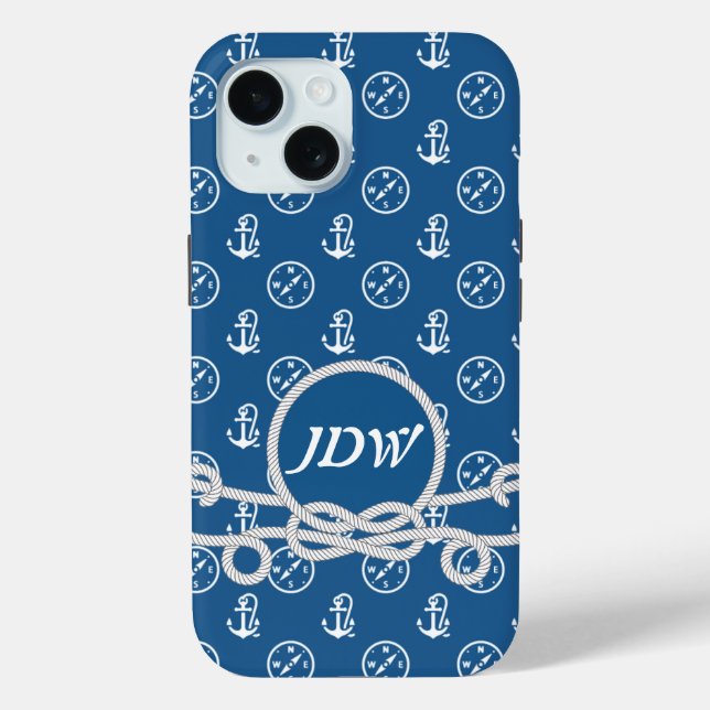Nautische Monogramm Handy-Fall Case-Mate iPhone Hülle (Rückseite)