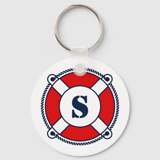 Nautische Monogramm Ringbügel Logo-Taste Schlüssel Schlüsselanhänger (Vorderseite)