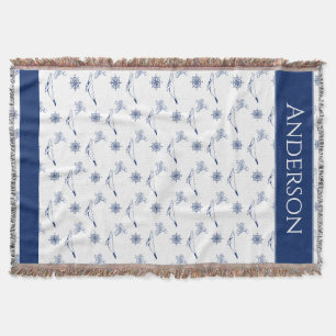 Nautische Monogramm Wale und Oktopus Marine Weiß Decke
