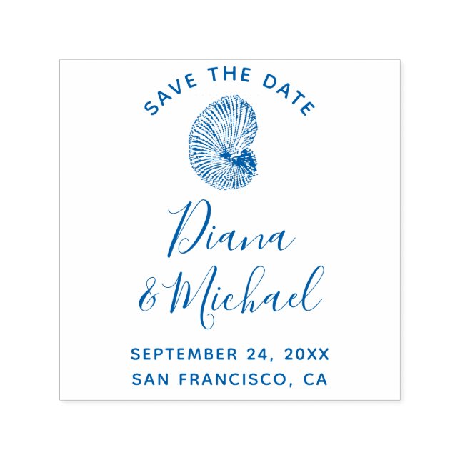 Nautische Muschel SAVE THE DATE Kalligrafie Permastempel (Design)