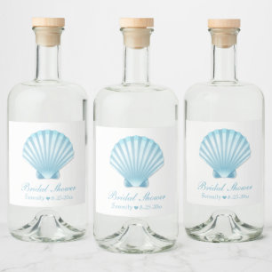 Nautische Muscheln Blaues türkisfarbenes Brautpart Alkoholflaschenetikett