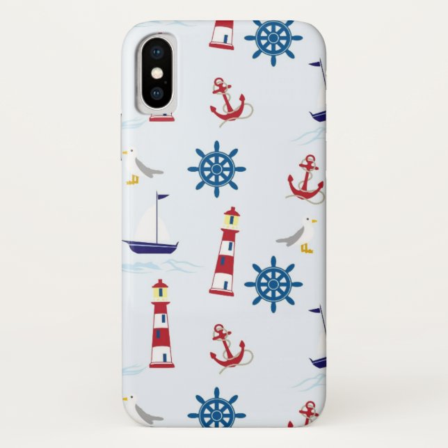 Nautische Muster Case-Mate iPhone Hülle (Rückseite)