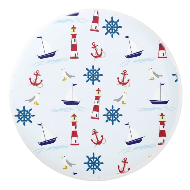 Nautische Muster Keramikknauf (Vorderseite)