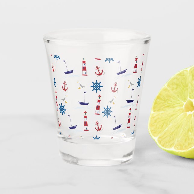 Nautische Muster Schnapsglas (Vorderseite)