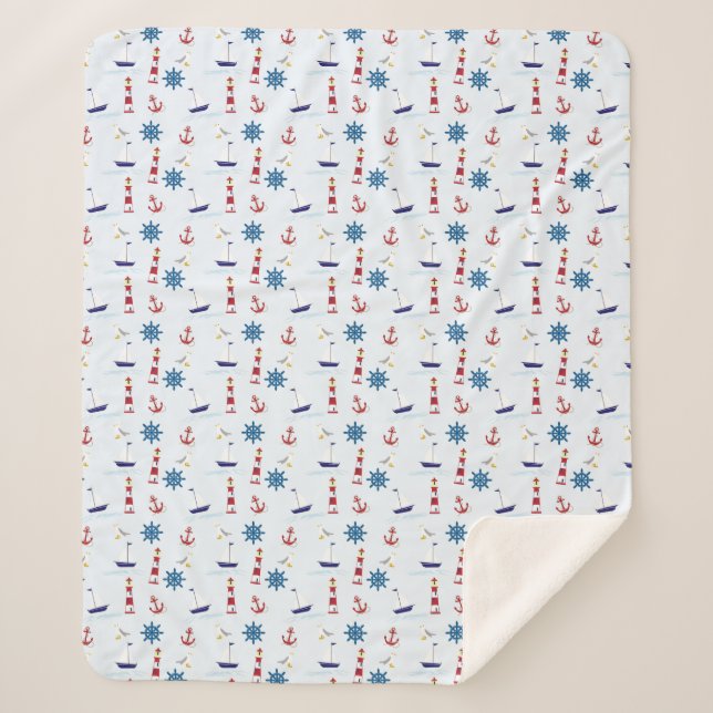 Nautische Muster Sherpadecke (Vorderseite)