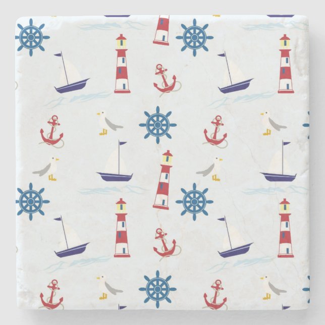Nautische Muster Steinuntersetzer (Vorderseite)