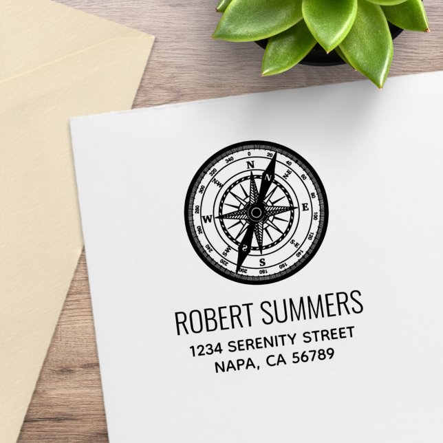 Nautische Navigationskompass-Adresse Gummistempel (Von Creator hochgeladen)