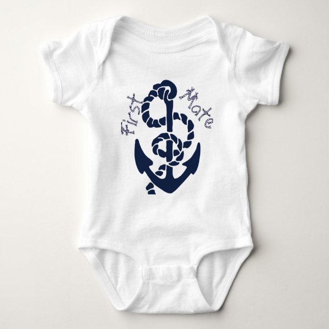 Nautische Navy Anchor Muster Baby Strampler (Vorderseite)