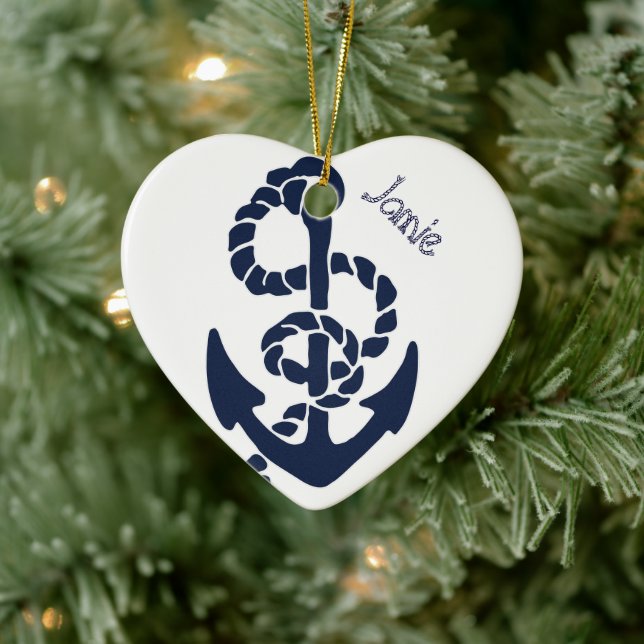 Nautische Navy Anchor Muster Keramikornament (Baum)