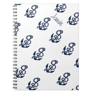 Nautische Navy Anchor Muster Notizblock