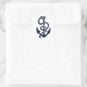 Nautische Navy Anchor Muster Quadratischer Aufkleber