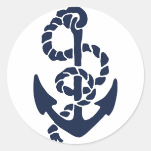 Nautische Navy Anchor Muster Runder Aufkleber