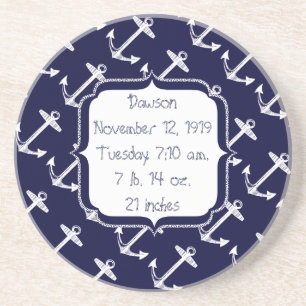 Nautische Navy Anchor Muster Sandstein Untersetzer