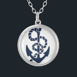 Nautische Navy Anchor Muster Versilberte Kette<br><div class="desc">Nautische Navy Anchor Muster</div>