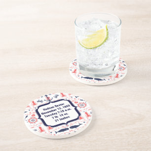 Nautische Navy-Anker, Whale-Octopus-Muster Sandstein Untersetzer