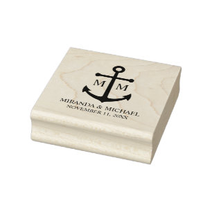 Nautische Navy Blau Anker Hochzeit Gummistempel