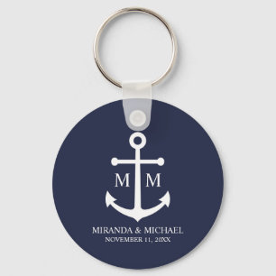 Nautische Navy Blau Anker Hochzeit Schlüsselanhänger