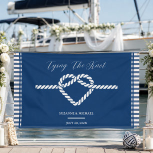 Nautische Navy Blau Knoten Binden Streifen Hochzei Banner