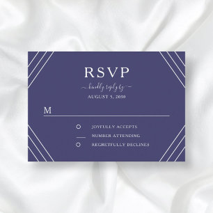 Nautische Navy Blau Streifen Gold Anker Hochzeit RSVP Karte