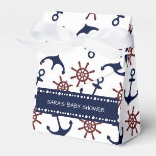 Nautische Navy Blau und rotes Anchor-Rudermuster Geschenkschachtel