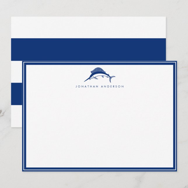 Nautische Navy-Schwertfisch-Custom-Note-Karte Mitteilungskarte (Vorne/Hinten)