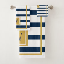 Nautische Navy Streifen Custom Monogram