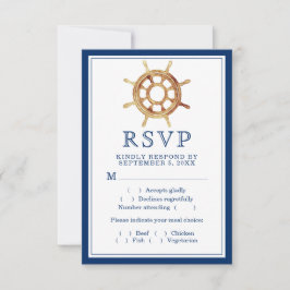 Nautische Navy Streifen Steering Wheel Meal Choice RSVP Karte