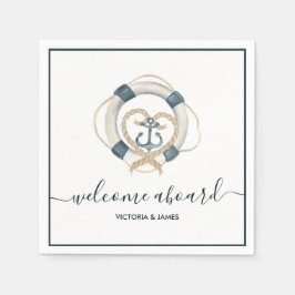 Nautische Navy und Personalisiertes Hochzeitspapie Serviette