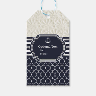 Nautische Navy & Weiße Elegante Strandhochzeit Geschenkanhänger
