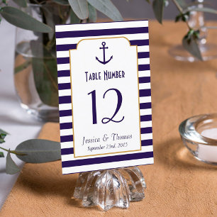 Nautische Navy- & Weiße Streifen-Anker-Hochzeit Einladung