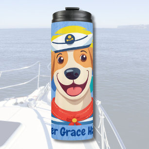Nautische Niedliche Hundeschenke für Bootseigner Thermosbecher