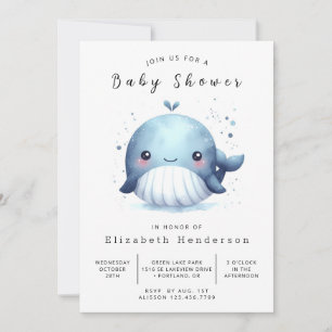 Nautische Online-Whale-Babydusche Einladung