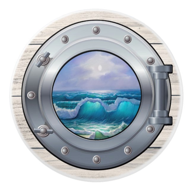 Nautische Porthole-Schubknöpfe Keramikknauf (Vorderseite)