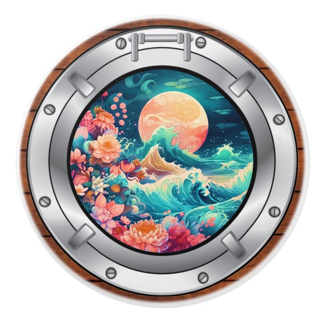 Nautische Porthole-Schubknöpfe Keramikknauf (Vorderseite)