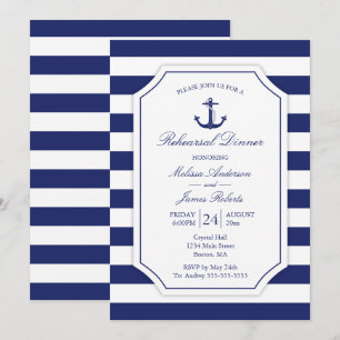 Nautische Probe Dinner Anchor Navy Hochzeit Einladung