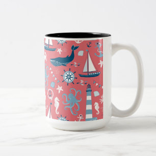 Nautische Rose Zweifarbige Tasse