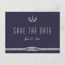 Nautische Save the Date Postkarten Blue Anchors