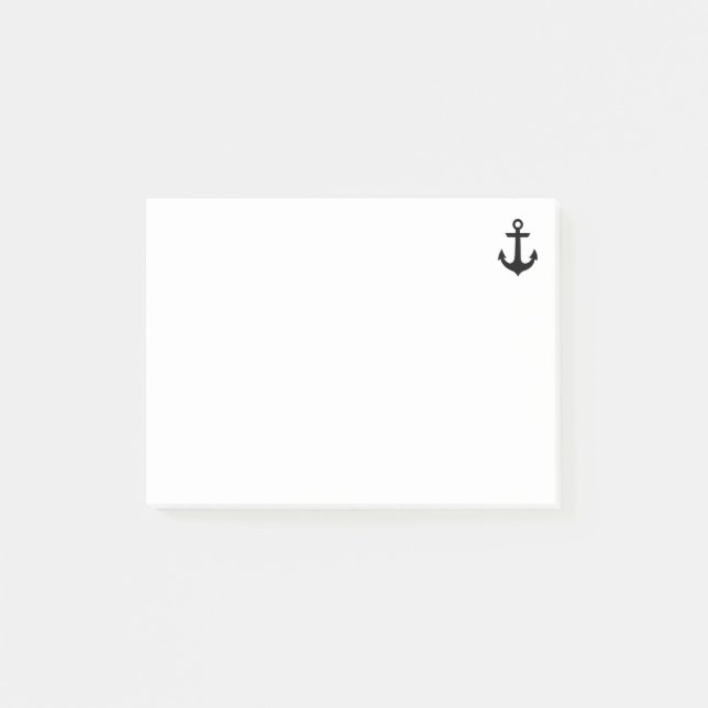 Nautische schwarze Ankernotizen Post-it Klebezettel (Vorderseite)