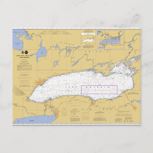 Nautische Seekarte des Ontario Postkarte (Vorderseite)