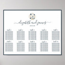 Nautische Seestelle und weiße Hochzeitssitze Poster