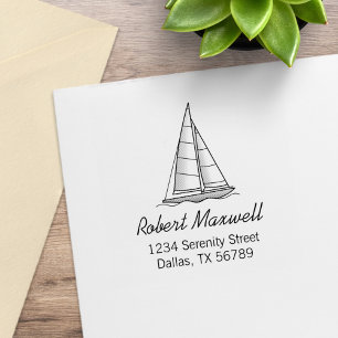 Nautische Segelboot-Segelboot-Yacht-Adresse 6 Gummistempel