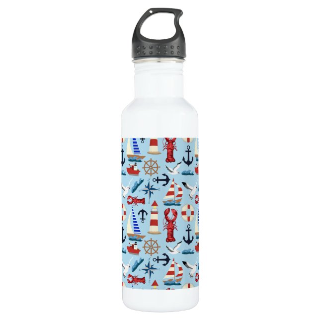 Nautische Segelboote Edelstahlflasche (Vorderseite)