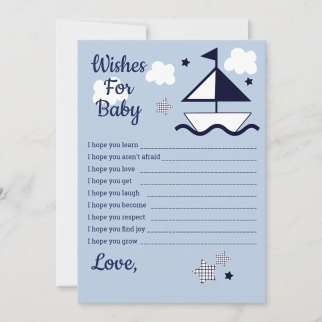 Nautische Segelboote wollen Baby Card Einladung (Vorderseite)