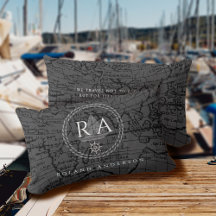 Nautische Seil-Monogramm-Karte Grau