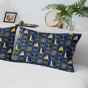 Nautische Seile mit Knoblauch-blauem Gold Kissenbezug