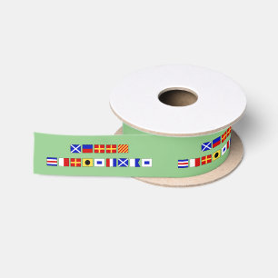 Nautische Signalflagge Frohe Weihnachten Grün Satinband
